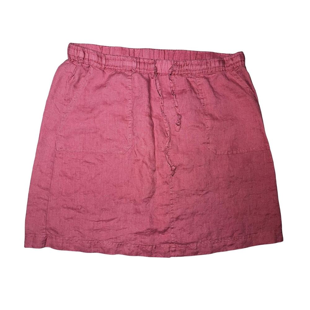 Isabella Bird Skirt Womens Large Pink Linen Pull On Casual‎ Pocket Summer Style